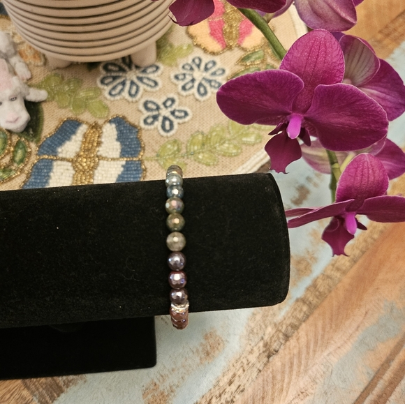 Ombre Faceted Jasper Beaded Stone Bracelet - Picture 8 of 8